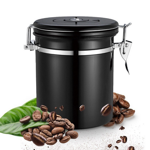 1500ML Stainless Steel Coffee Storage Canister - Black