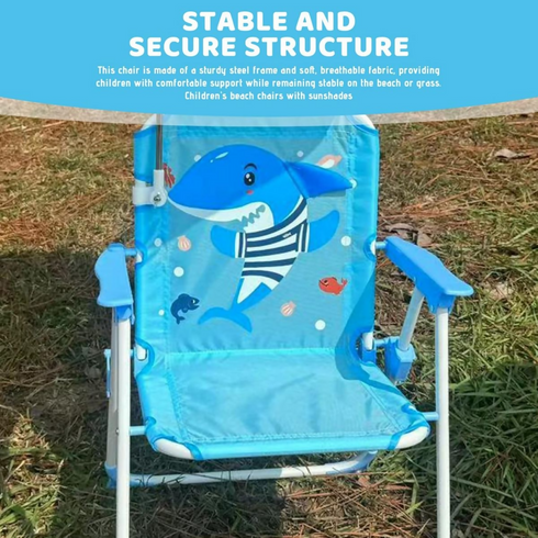 Kids Outdoor Beach Chair with Umbrella- Blue