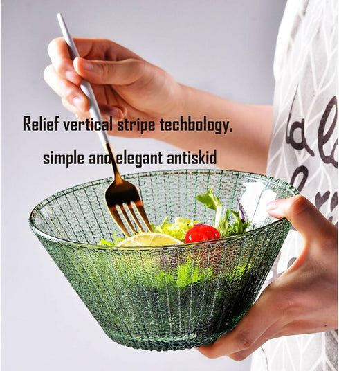 Glass Salad Bowls Bucket Bowl Set of 2 Mixing Bowls Serving Bowls for Kitchen Prep Fruit Thick and Durable (Color : Green)