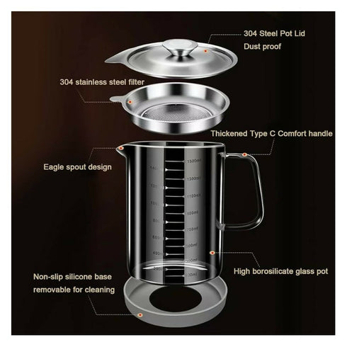 Lead-Free Borosilicate Glass Cooking Oil Pot