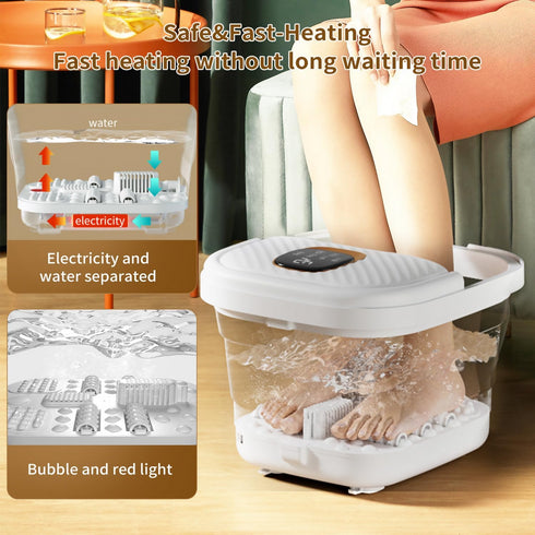 Collapsible Foot Spa with Heat, Touchscreen, Foldable Foot Bath Massager with Temperature Control.