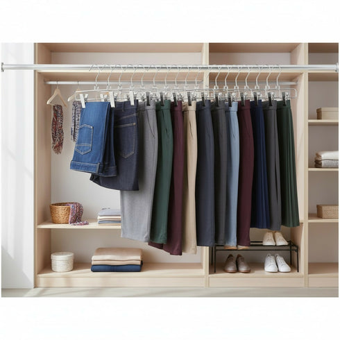 Stainless Steel Non-Slip Space Saving Trouser Hangers - Silver