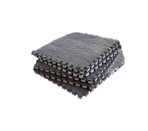 Interlocking Foam Mats, Fluffy Carpet Tiles - 10 Pieces