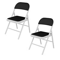 2 Pack Folding Chairs with Padded Cushion - black