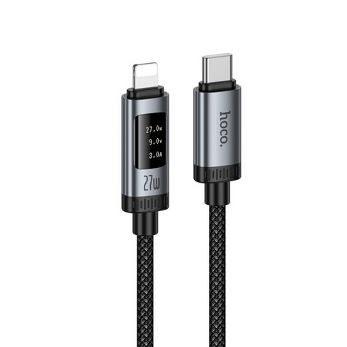 Lord PD27W Digital Display Type-C to 8 Pin Fast Charging Data Cable, Length: 1.2m(Black)