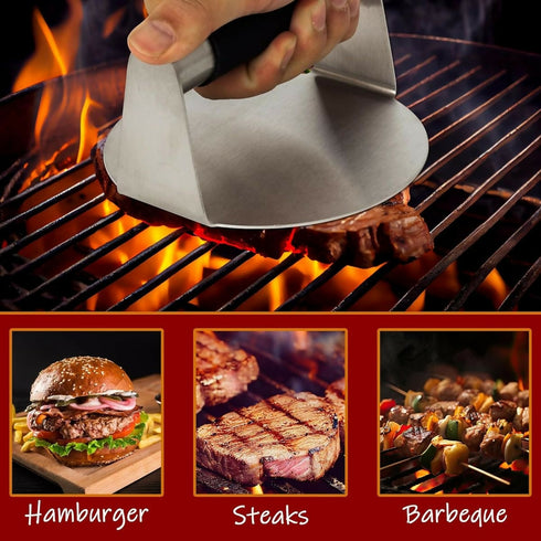Round Burger Smasher with Silicone Handle