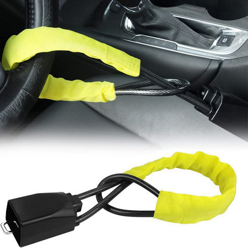 Car Steering Wheel Lock Wire Rope Lock Safety Anti-theft Lock - Yellow