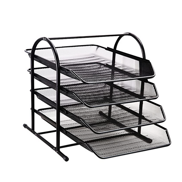 4-Tier Metal Desk Organizer with Sliding Document Tray