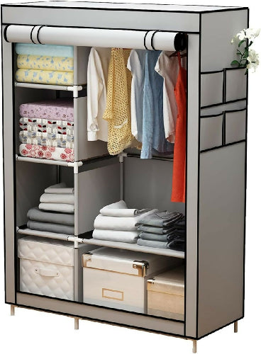 Clothes Storage Organizer with 6 Shelves and Hanging Rod