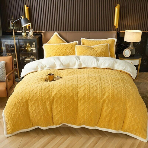 5 Piece Set - Bedding Thicken Lamb Cashmere Blanket - Double/Queen
