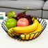 Fruit Bowl Basket Round Shape Metal Black Wire Storage Basket With Wooden Base for Fruit Vegetable