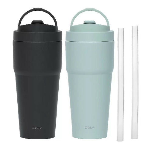 Double Wall Vacuum Insulated Stainless Steel with Silicone Straw and Hidden Handle
