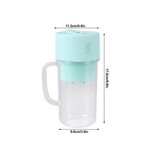 Blue Portable & Rechargeable Juice Blender Cup - 420ml with Straw