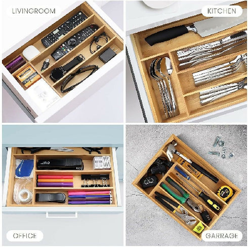 100% Pure Bamboo Drawer Organizer