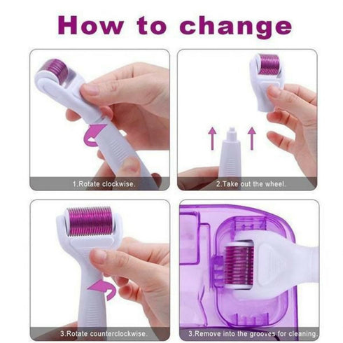 4 in 1 Derma Roller Kit for Face and Body - 0.5mm, 1.0mm and 1.5mm