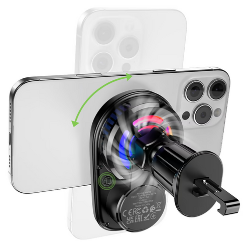 HW36 electric rotating magnetic wireless fast charging car holder(air outlet)