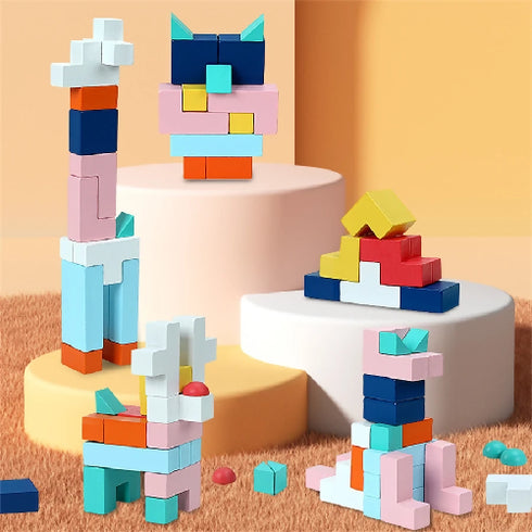 Multi-functional Parent-child Interactive Game Wooden Stacking Blocks Toy