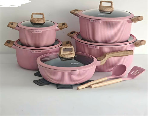 15-Piece Non-Stick Vertical Lines Soup Pot Set