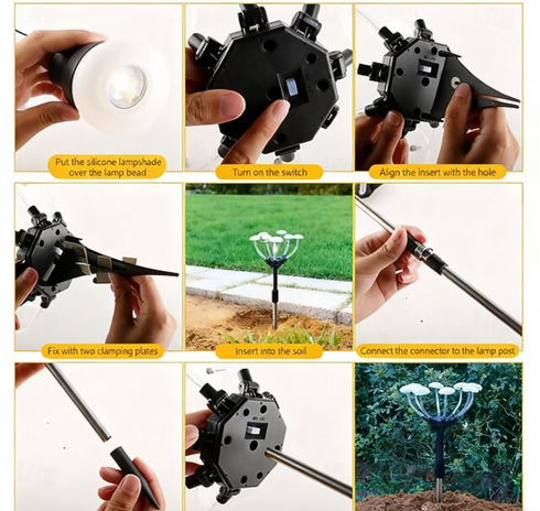 2 Pack 48LED Solar Outdoor Inserted Warm Light Mushroom Lamps