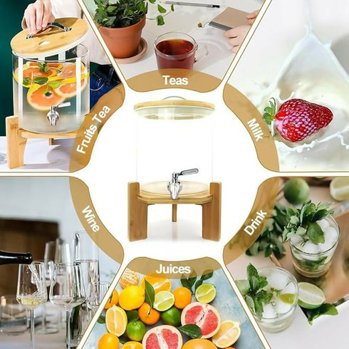 Glass Drink Dispenser with Stand