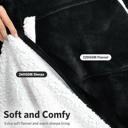 Oversized Sherpa Hoodie Blanket for Women and Men