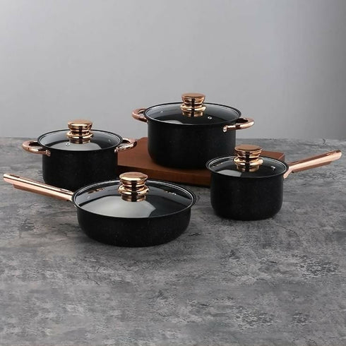 8-Piece Stainless Steel Nonstick Lightweight Cookware Set with Glass Lids