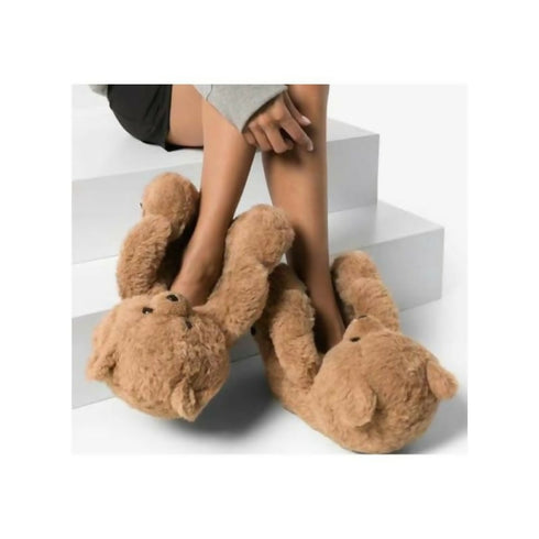 Women Winter Plush Teddy Bear Slippers