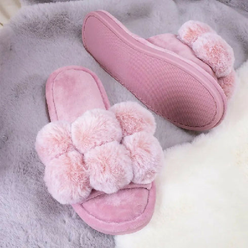 Women Fluffy Plush Faux Fur Indoor Ladies Slippers