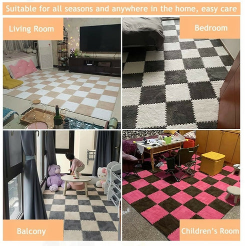 10 Pieces Fluffy Puzzle Foam Floor Mat