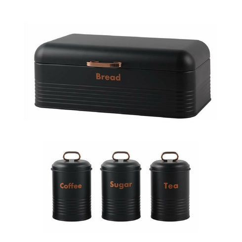 Portable Stainless Steel Bread Bin And Canister Set - Red