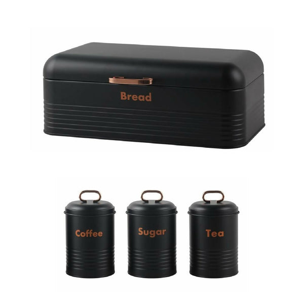 Portable Stainless Steel Bread Bin And Canister Set - Red