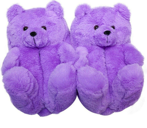 Teddy Bear Slippers purple (Uk3-Uk7) - One size