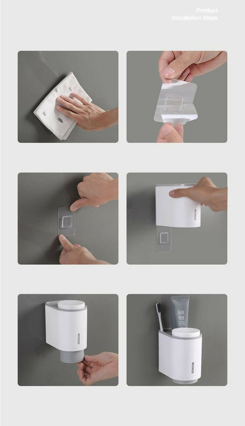 Ecoco Bathroom Set with 2 Magnetic Cups Wall Mount