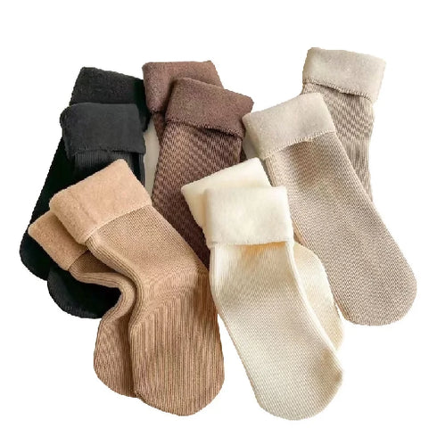 5 Pairs Womens Thickened Fleece- Lined Socks