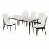 Marble Dining Table Set with 4 White Chairs
