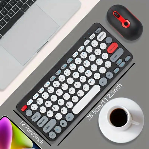 Mini Wireless Keyboard and Mouse Set - Black, Red