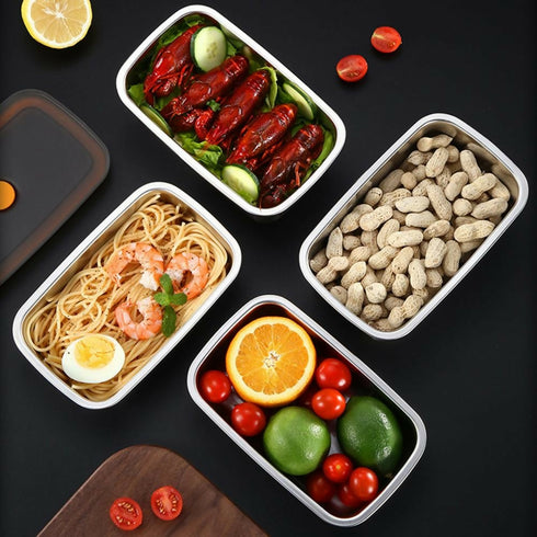 Food Storage Containers Stainless Steel Fresh-keeping Box x4