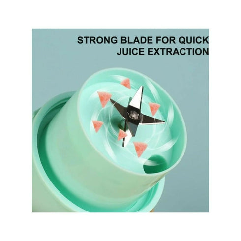 Blue Portable & Rechargeable Juice Blender Cup - 420ml with Straw