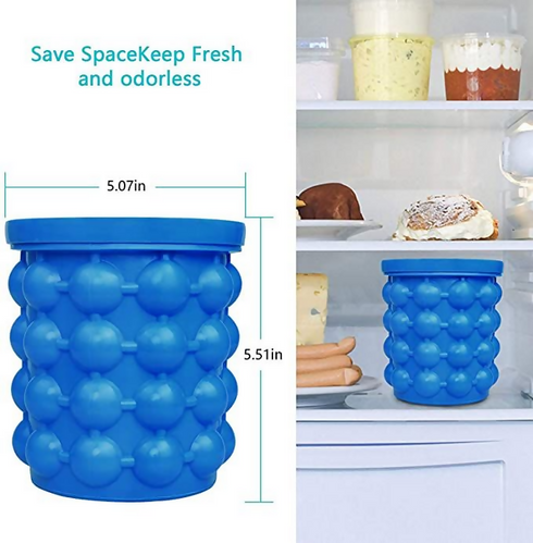 Portable Ice Cube maker, silicon bucket with lid for frozen beverages