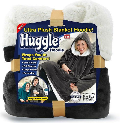 Fleece Hoodie Warm-Wear Onesie Extra Length - Black