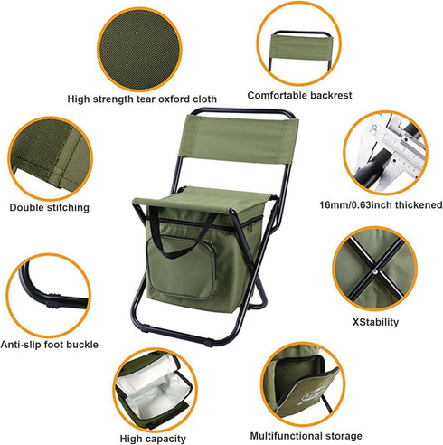 Fishing Chair with Cooler Bag Fishing Stool Foldable Camping Chair