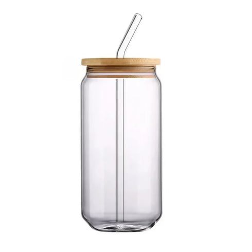 Cocktail Glass with Wooden Lid and Straw