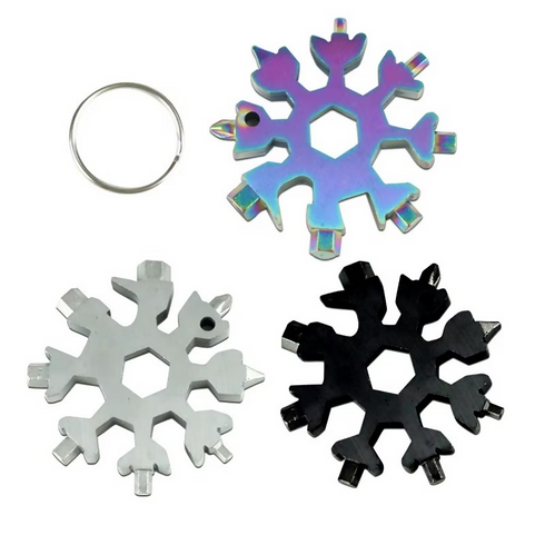 18-in-1 stainless steel snowflake multi-tool keychain
