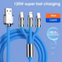 3 In 1 Data Cable Fast Charging 6A Type C Micro USB Compatible With IPhone - Blue