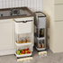Kitchen Three-Layer Mobile Trash Can - Clean White