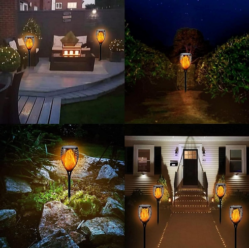 6 Pieces Waterproof Solar LED Garden Torch Decorative Light