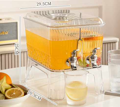 5.5L Plastic Transparent Juice Beer Barrel for High-end Restaurants with Four Cups in Stock