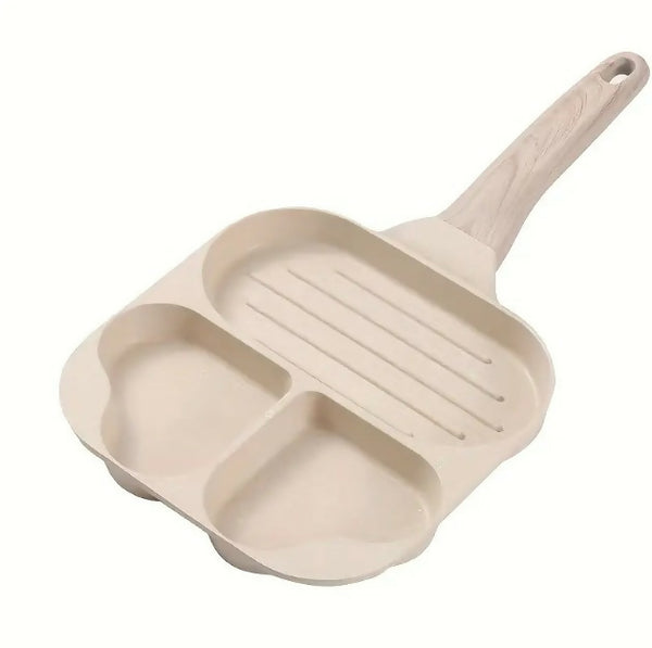Multi-functional heart breakfast frying pan-Brown to beige