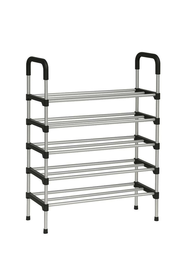 Standing Metal Coat Rack with 7 Storage Shelves