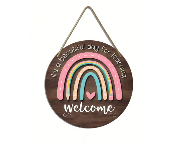 Rainbow Wooden Plaque Home Decor Hanging Sign